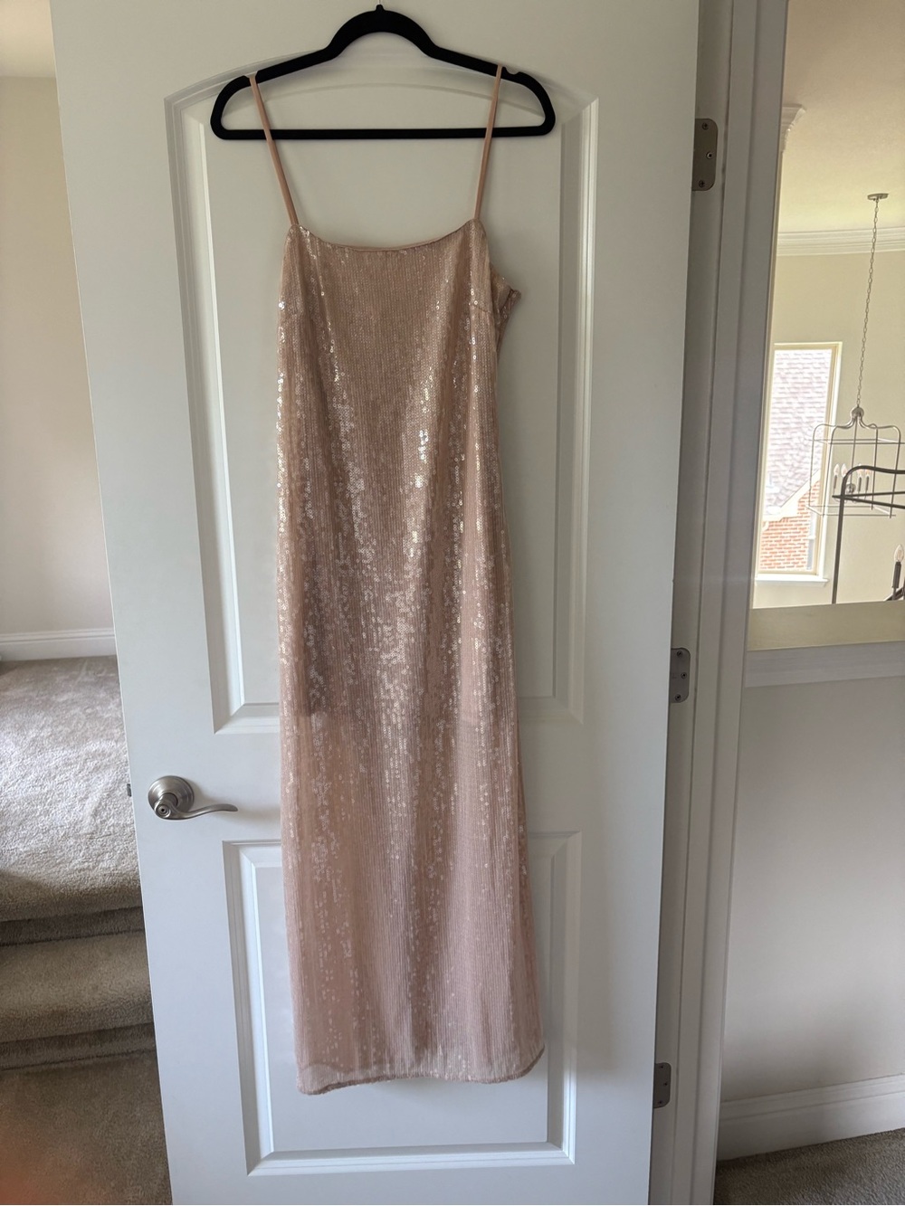 Anthropologie Sequin Maxi Slip Dress in Blush